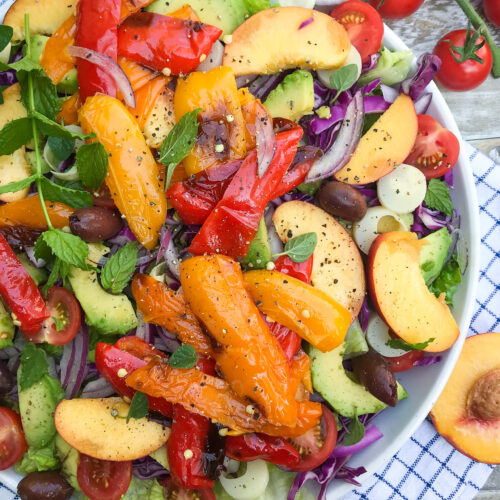 rainbow Mediterranean summer salad