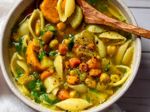 Golden Chickpea Noodle Soup - BetterFoodGuru