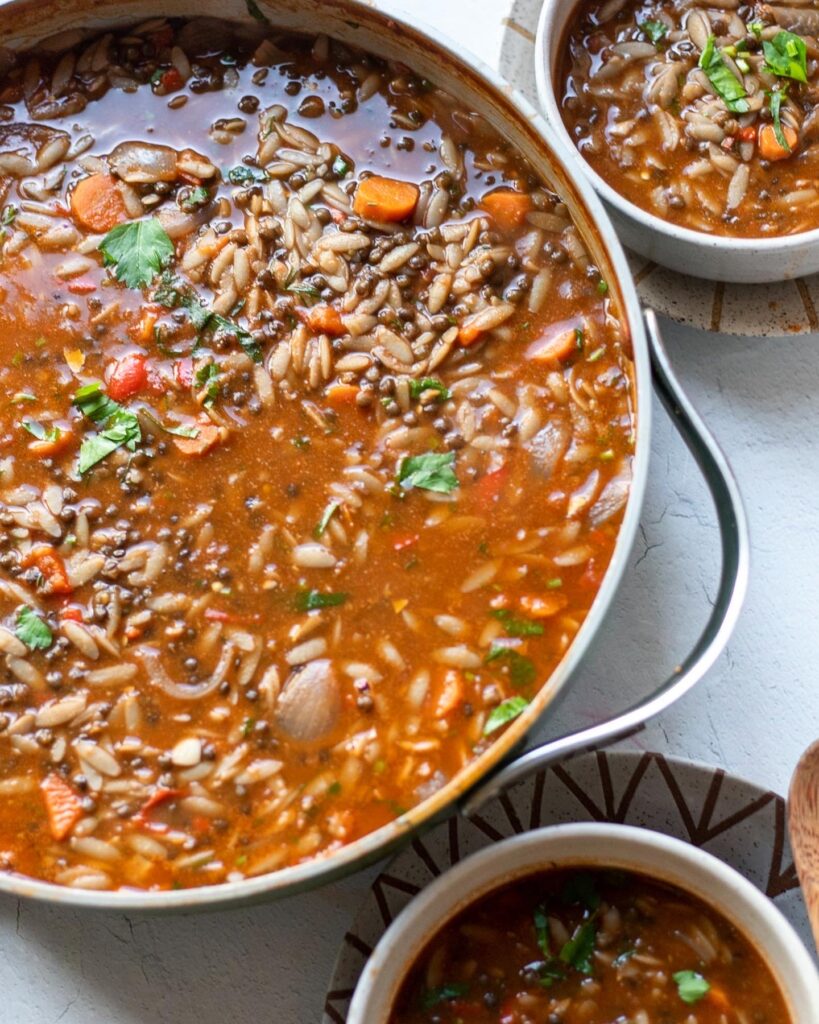 Black Lentil and Orzo Stew
