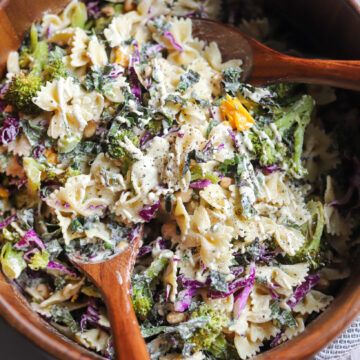 vegan caesar pasta salad