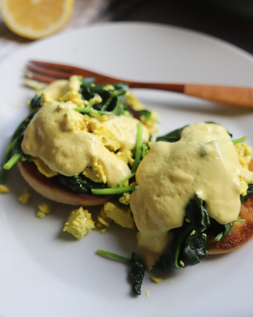 tofu Florentine with vegan hollandaise