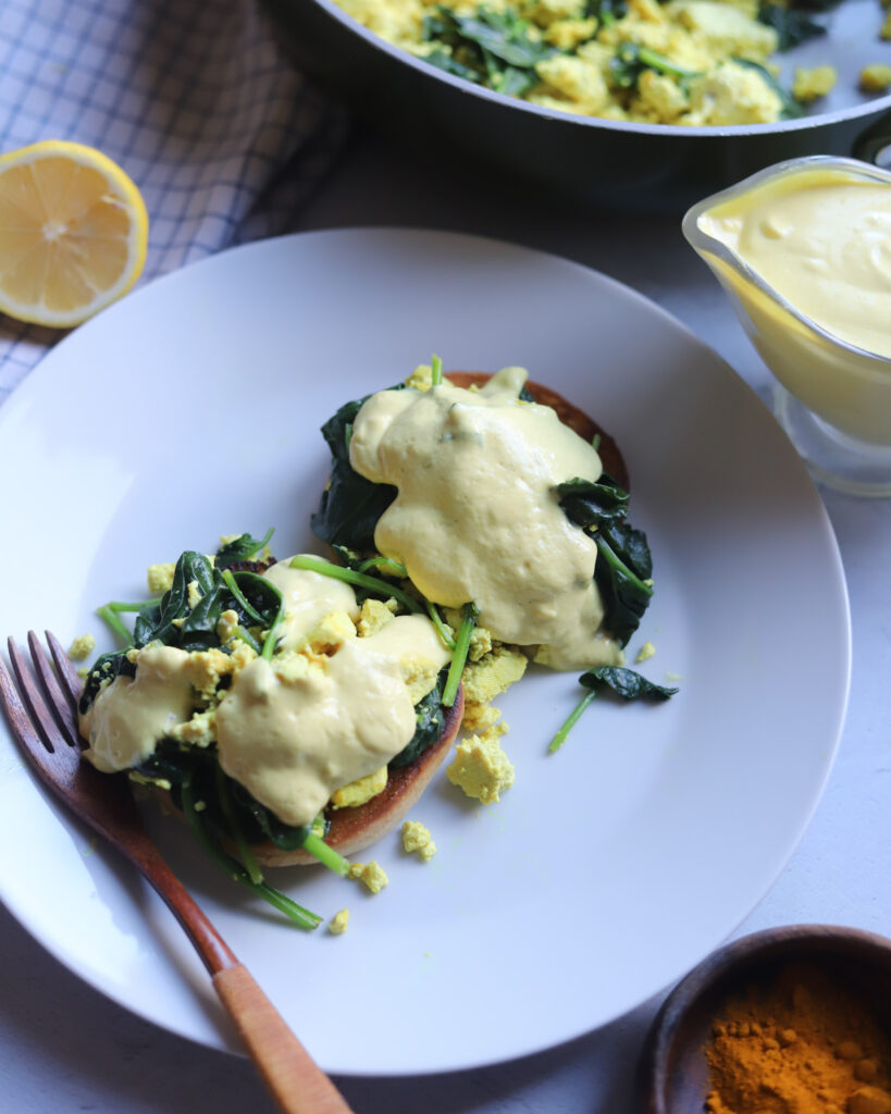 tofu Florentine with vegan hollandaise