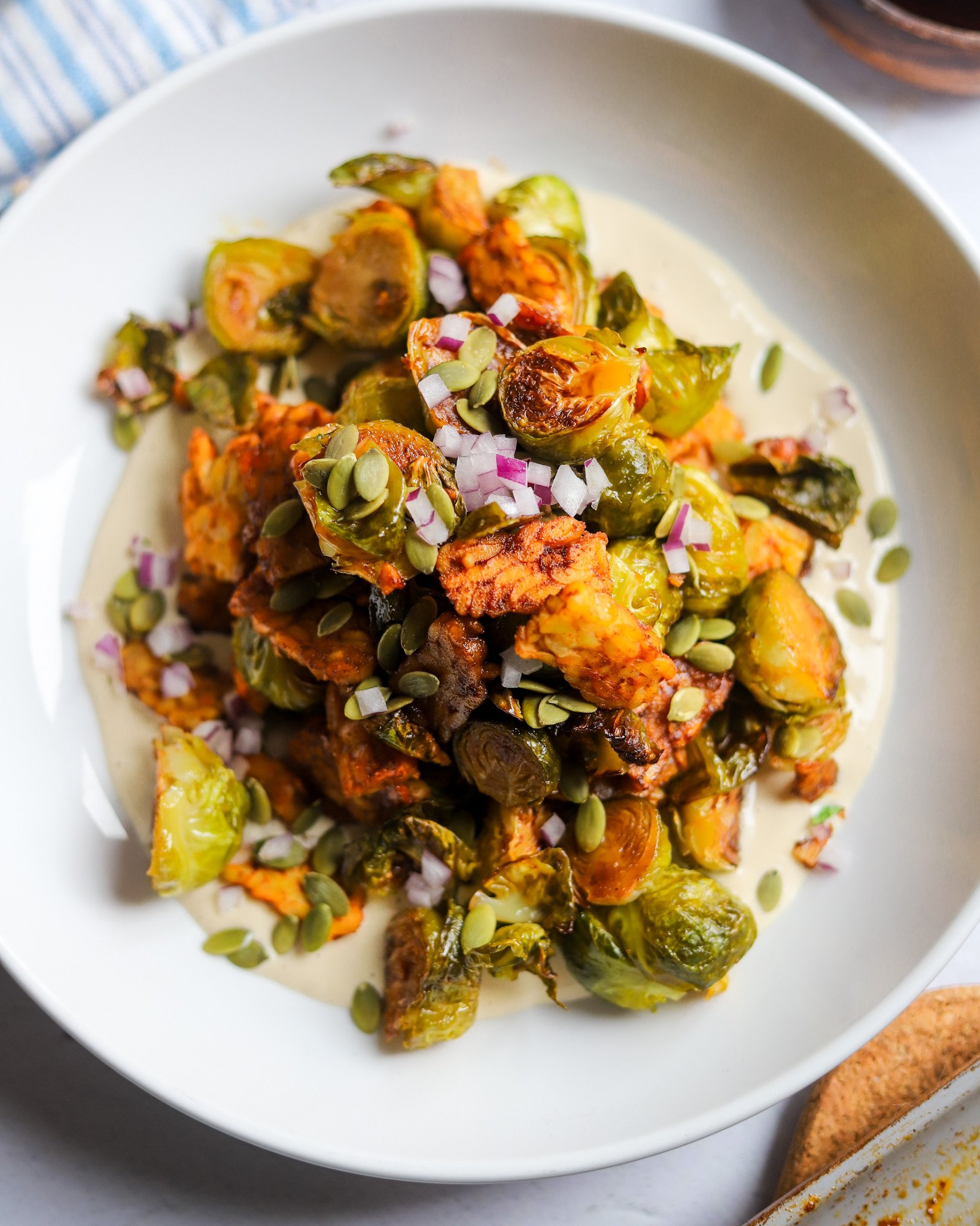 Vegan Brussels Sprouts Recipe with Tempeh 'Bacon'-image