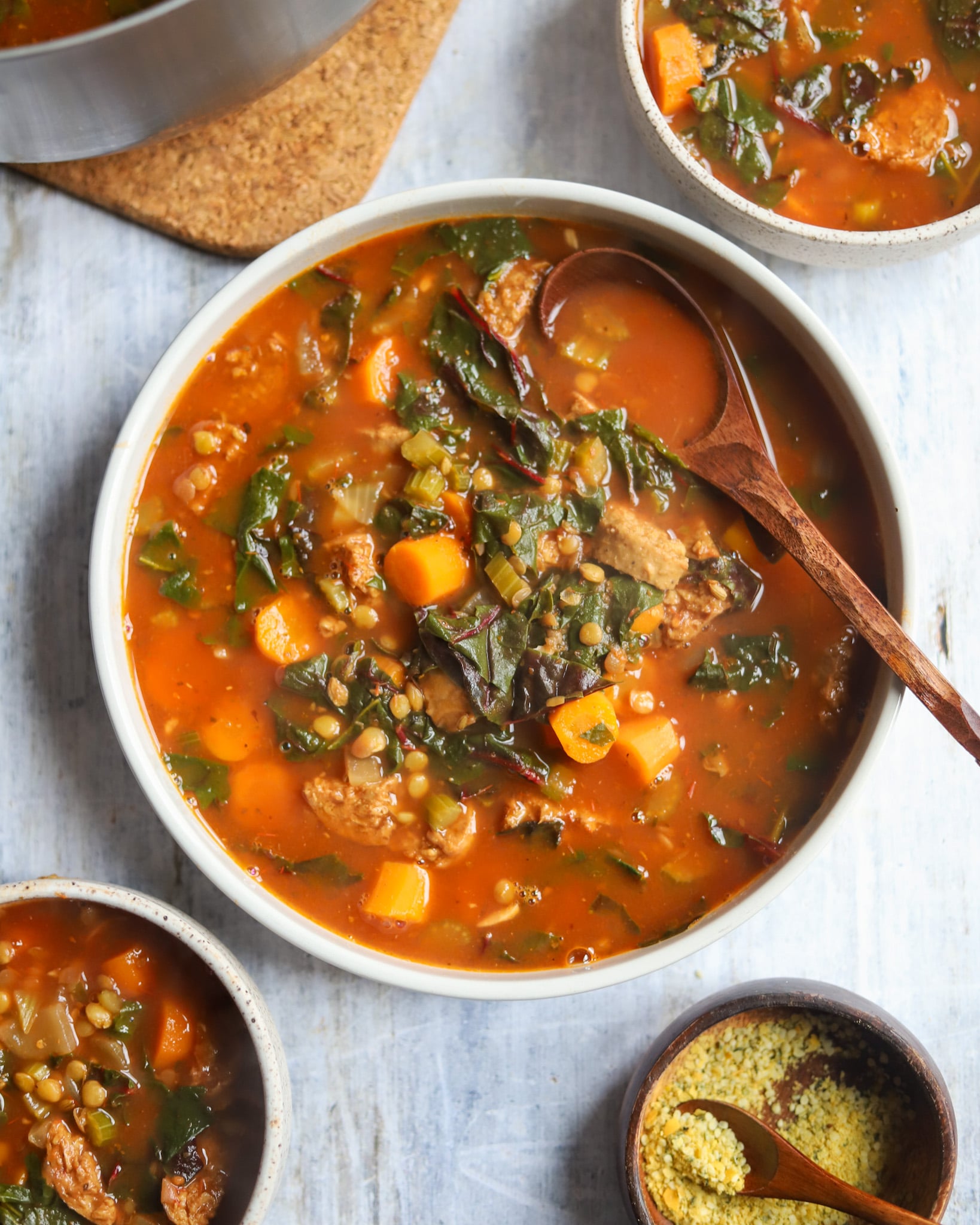 Hearty and Healthy Vegan Lentil Sausage Soup