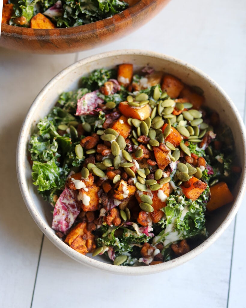butternut squash, tempeh, kale and radichhio