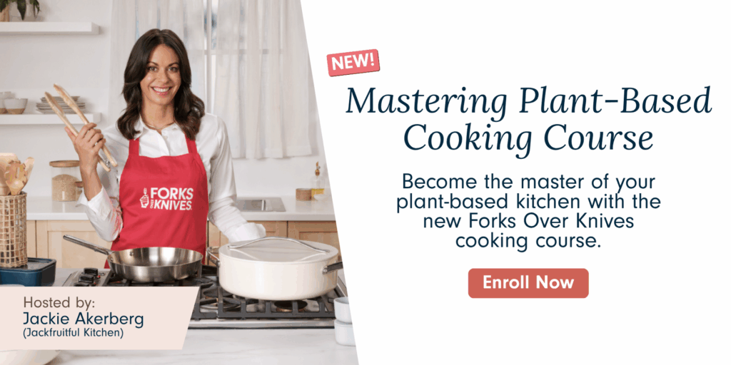 graphic for forks over knives cooking course