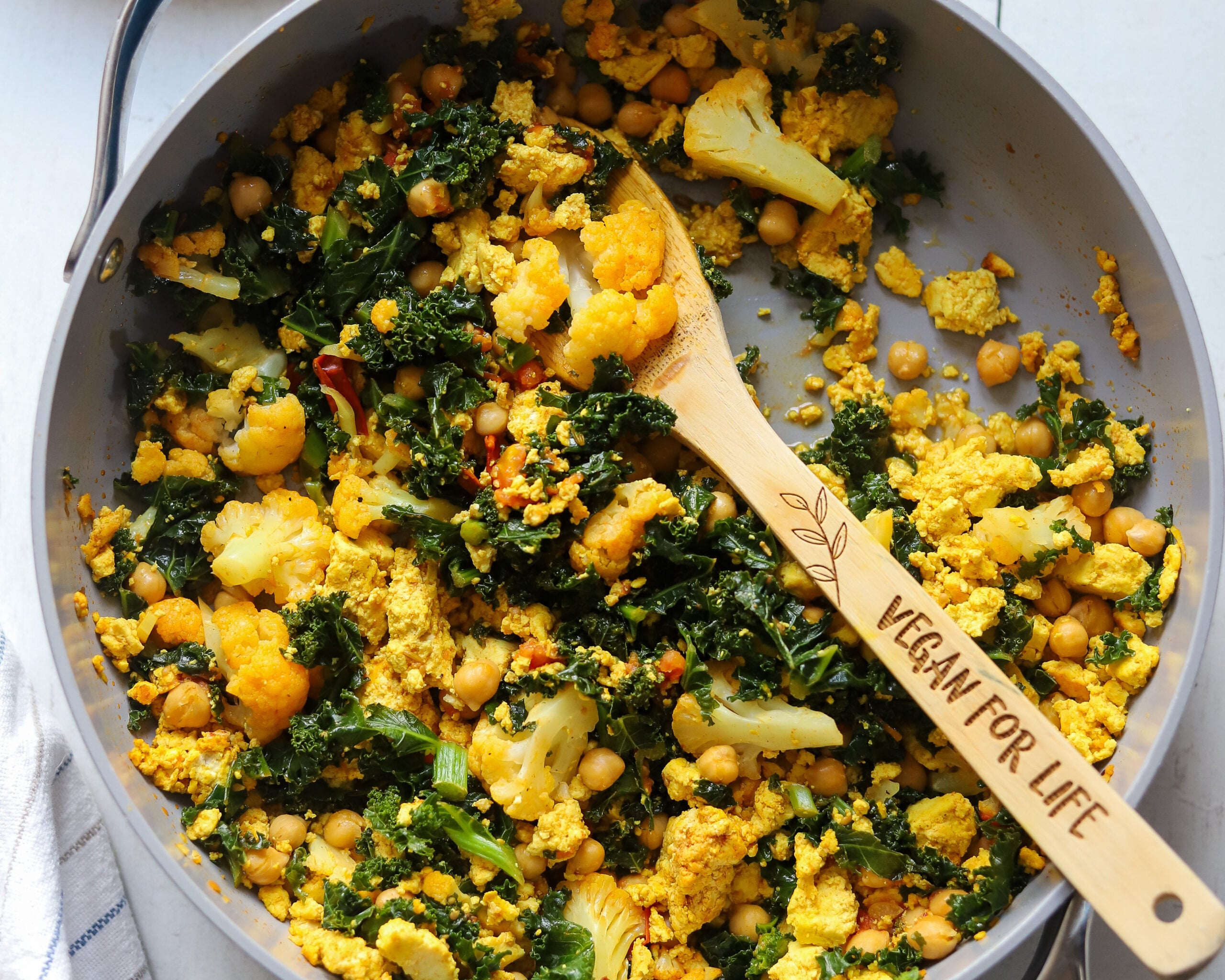 Tofu Scramble with Chickpeas and Kale