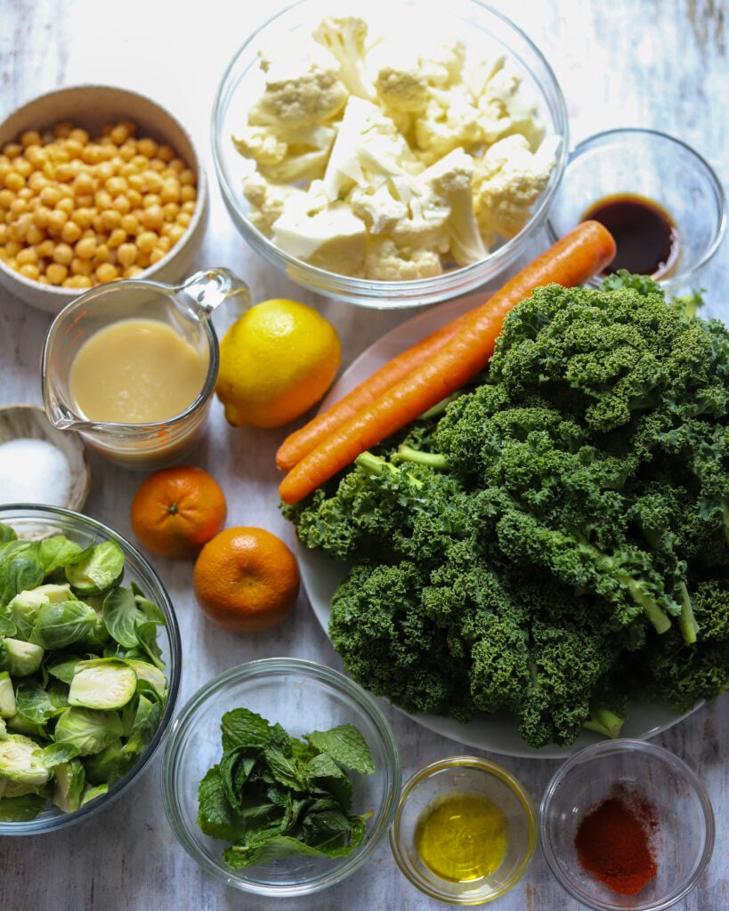 flatly of the ingredients for superfood kale salad 