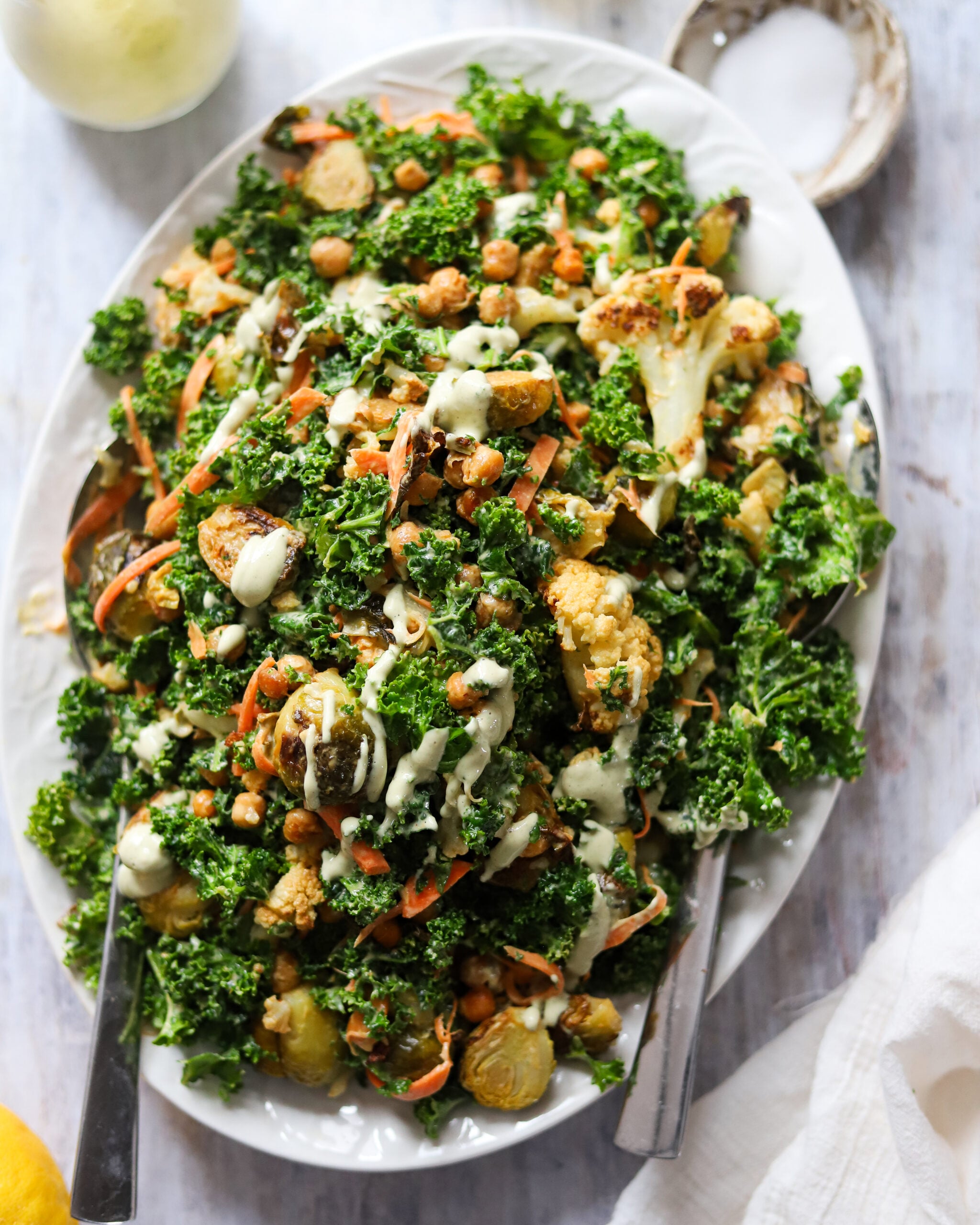 Superfood Kale Salad with Roasted Veggies and Chickpeas