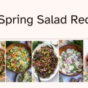 decorative banner with7 spring salads in small squares from the article